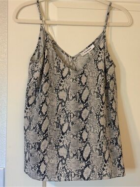 Frame Denim Snake-Print Silk Top in Black and Gray